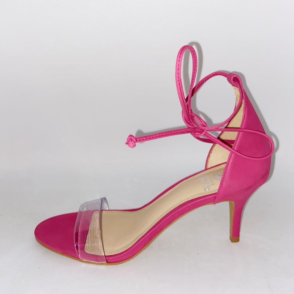 Vince Camuto Pink Presinda Nubuck Heel Sandals Size 8